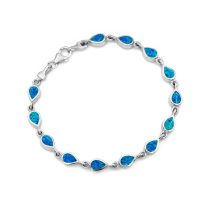 Ezüst kék opál köves karlánc "csepp"