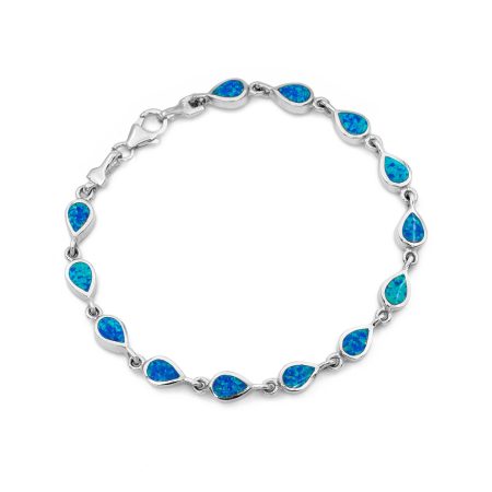 Ezüst kék opál köves karlánc "csepp"