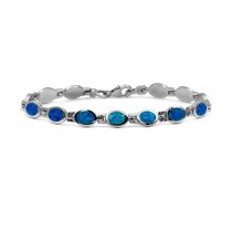 Ezüst kék opál köves karlánc "ovál"