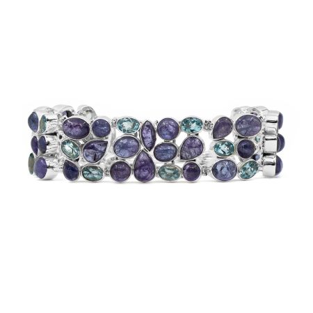 Egyedi ezüst tanzanit és kék topáz köves karlánc