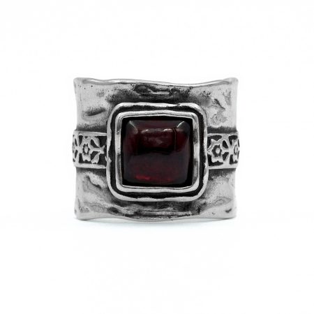 Izraeli ezüst gránát köves csőgyűrű