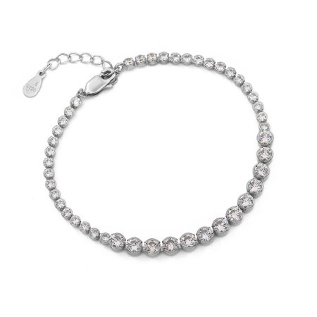 Ezüst cirkónia köves karlánc "button"