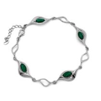 Ezüst malachit köves karlánc "8x4"