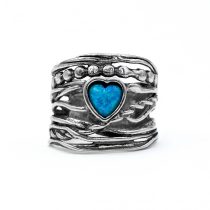 Izraeli ezüst opál köves gyűrű "szív"