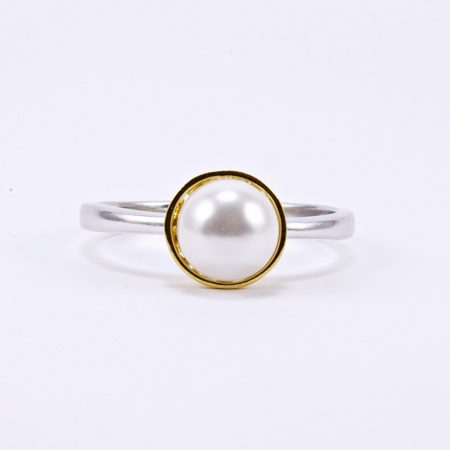 Ezüst aranyozott gyöngy gyűrű