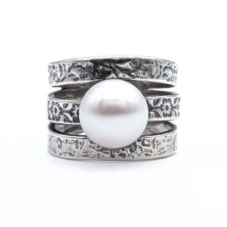 Izraeli ezüst gyűrű gyönggyel
