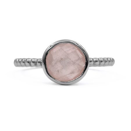 Ezüst rózsakvarc köves gyűrű "8"