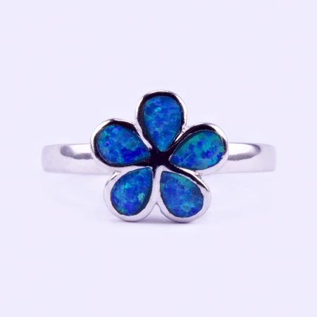 Ezüst kék opál köves gyűrű "kis virág"