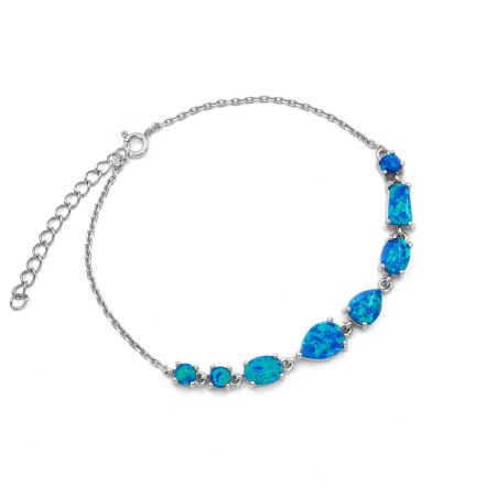 Ezüst kék opál köves karlánc 