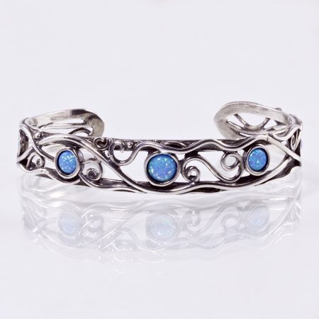 Izraeli ezüst opál merev karkötő