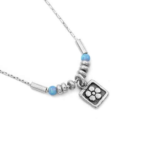 Izraeli ezüst opál köves lánc "virág"