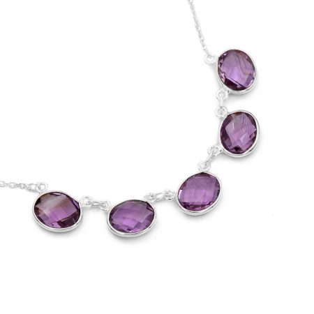 Ezüst ametiszt köves lánc "12x9"