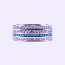 Ezüst cirkónia köves gyűrű "kék-fehér"