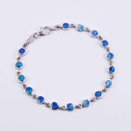 Ezüst kék opál karlánc "kerek"