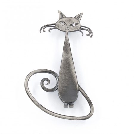 Egyedi ezüst cica kitűző (bross)