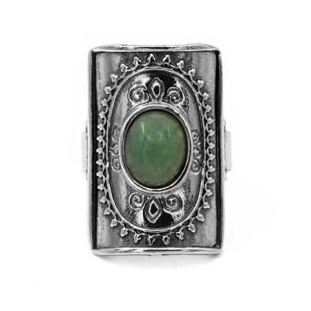 Izraeli ezüst aventurin köves gyűrű 