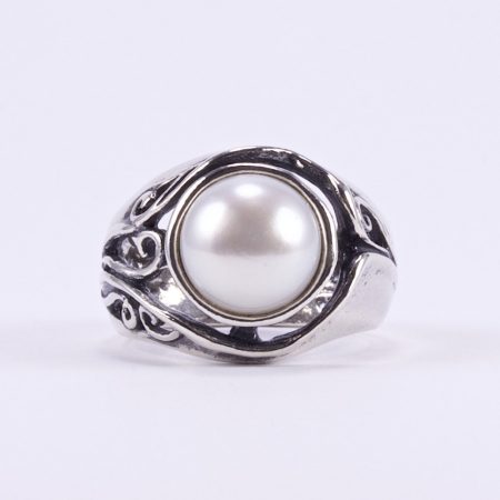 Izraeli ezüst gyöngy gyűrű "csigavonal"