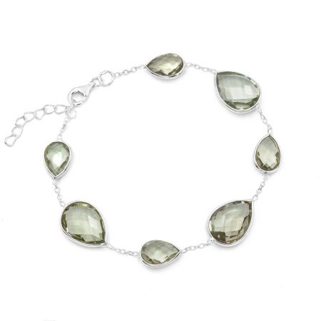 Ezüst zöld ametiszt köves karlánc "15x11"