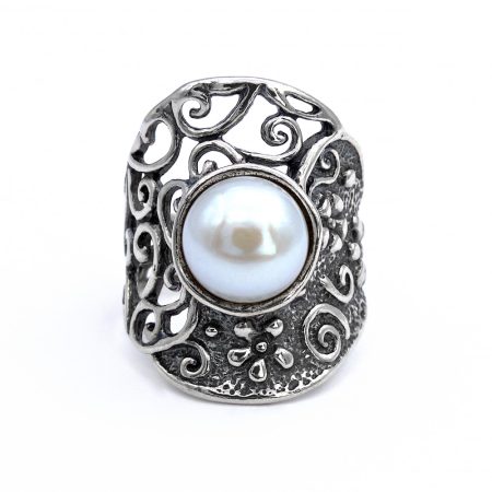 Izraeli ezüst gyöngy gyűrű "szélesedő"