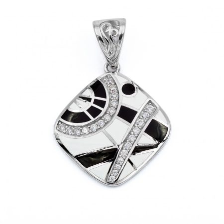 Ezüst zománc és cirkónia köves medál 
