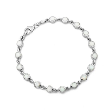 Ezüst fehér opál köves karlánc "5,8"