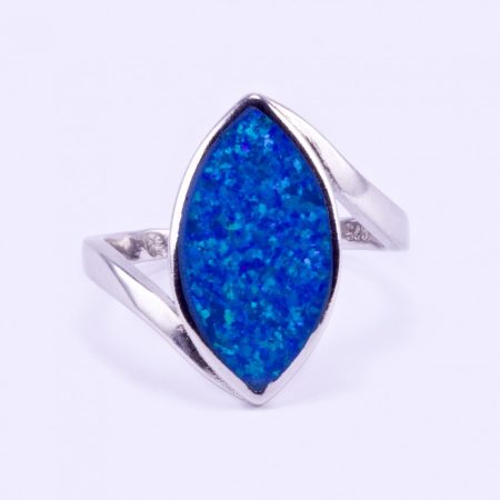 Ezüst kék opál gyűrű "bab"