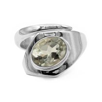 Ezüst zöld ametiszt köves gyűrű "áll"