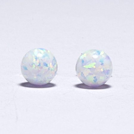 Ezüst fehér opál gömb fülbevaló "4"