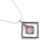 Izraeli ezüst rózsakvarc köves medál lánccal