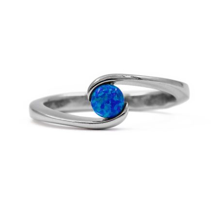 Ezüst kék opál köves gyűrű "4"