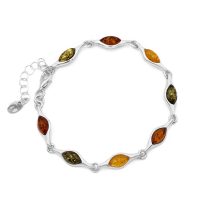 Ezüst borostyán köves karlánc "8x4"