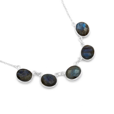 Ezüst labradorit köves lánc "12x9"