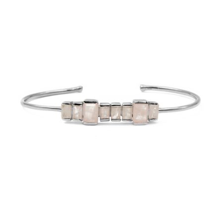 Ezüst rózsakvarc karkötő (merev)