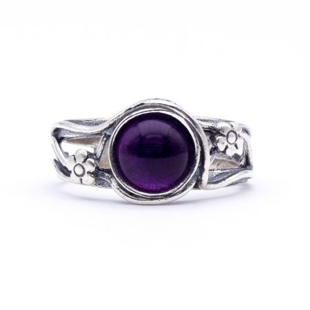 Izraeli ezüst ametiszt köves gyűrű "kis.virág"
