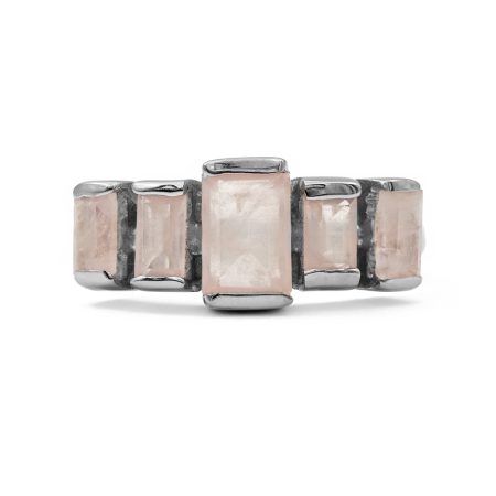 Ezüst rózsakvarc köves gyűrű