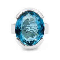 Ezüst kék topáz köves gyűrű "16x21"