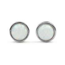 Ezüst fehér opál fülbevaló "6"