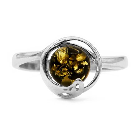 Ezüst borostyán köves gyűrű "7"