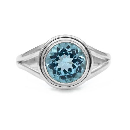 Ezüst kék topáz köves gyűrű "kerek"