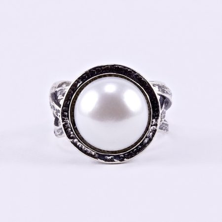 Izraeli ezüst gyöngy gyűrű "fonott"