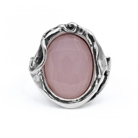 Izeaeli ezüst rózsakvarc köves gyűrű