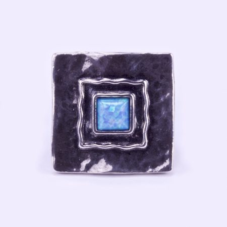 Izraeli ezüst opál köves gyűrű "nagy.négyzet"